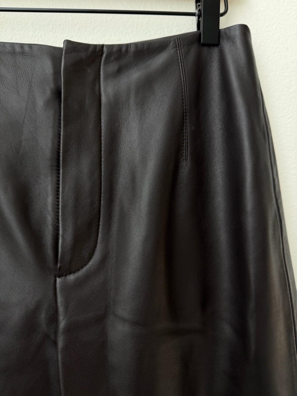 The Frankie Shop Genuine Lambskin Leather Straight Leg Pants Dark Brown Size XS - Picture 2 of 11